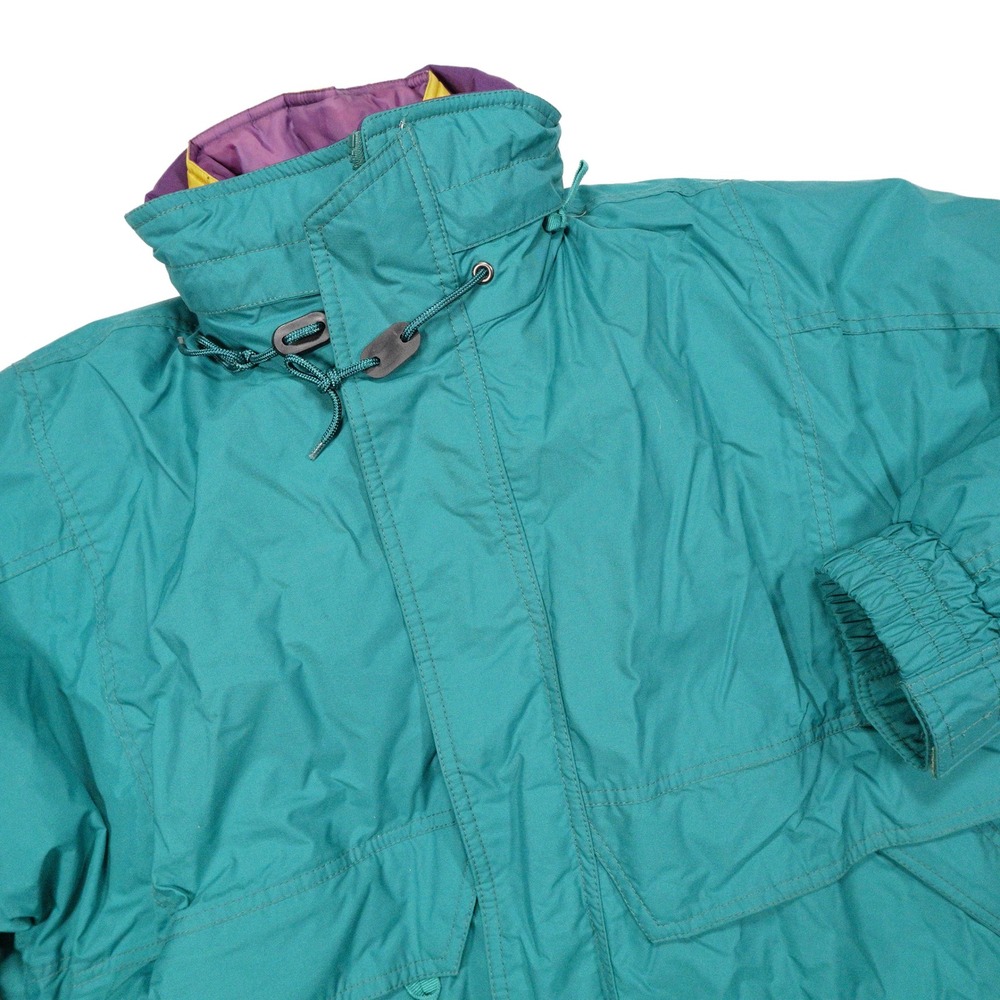 VINTAGE EDDIE BAUER Men's L Teal Green Full Zip Outdoor Winter Bomber Jacket